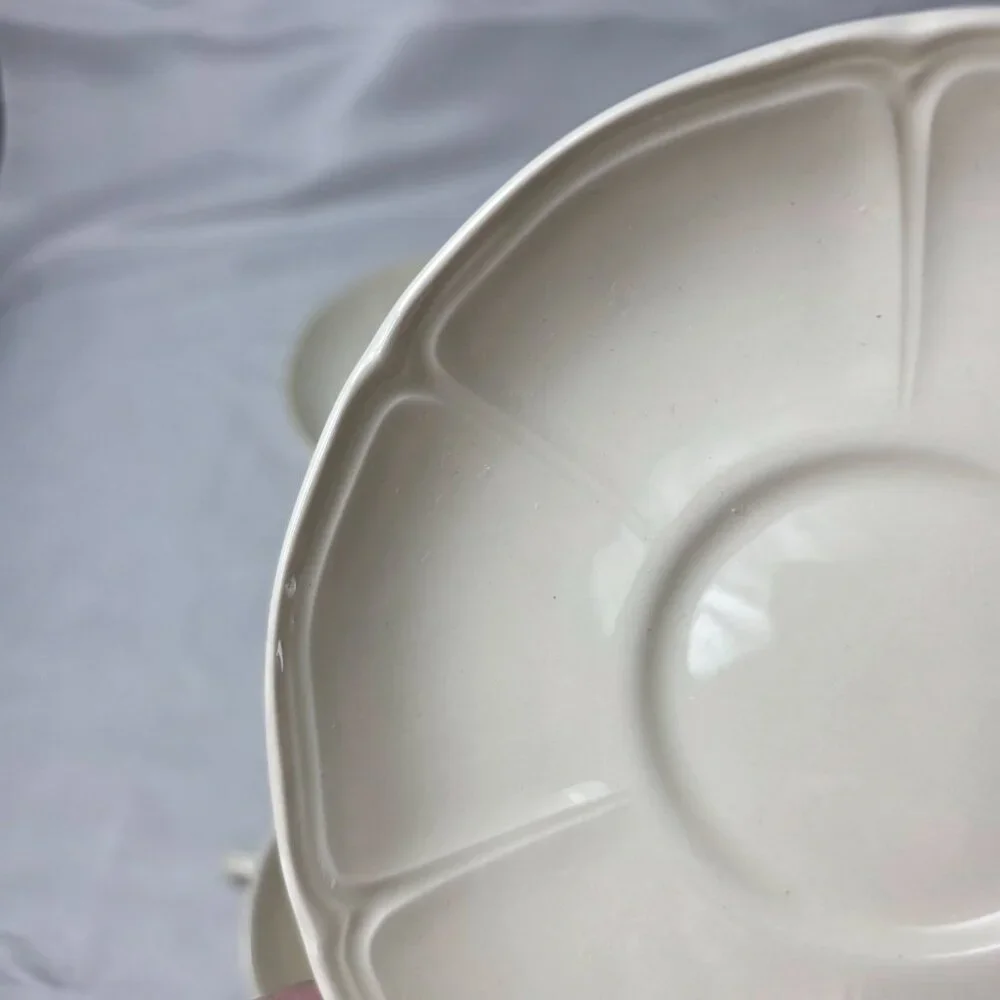 FOUR Wedgwood Queen's Plain Cup & Saucer Sets All Off-White Queen's Shape